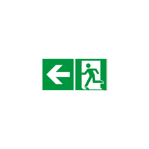 Rettungszeichen ISO 7010 / E001 Rettungsweg links nachleuchtend