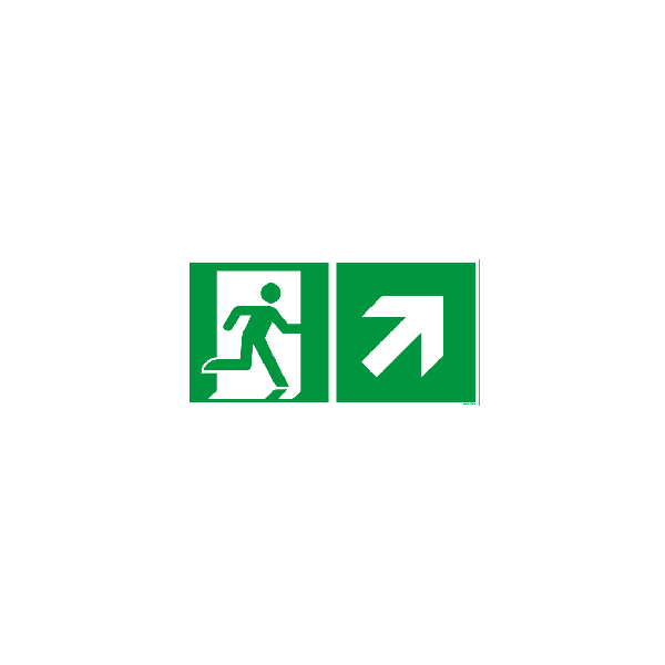 Rettungszeichen ISO 7010 / E001 Rettungsweg rechts aufw&auml;rts nachleuchtend