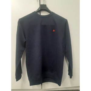 Sweatshirt, 1/1 Arm, marineblau mit roter Flamme