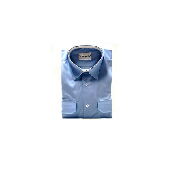 Uniformhemd mit Schulterklappen 1/1 Arm, hellblau, Mischgewebe (55/45)